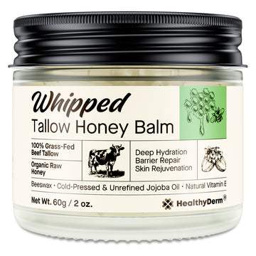 Beef Tallow Honey Balm, Natural Moisturizer for Face and Body, Designed for Mature, Dry and Sensitive Skin